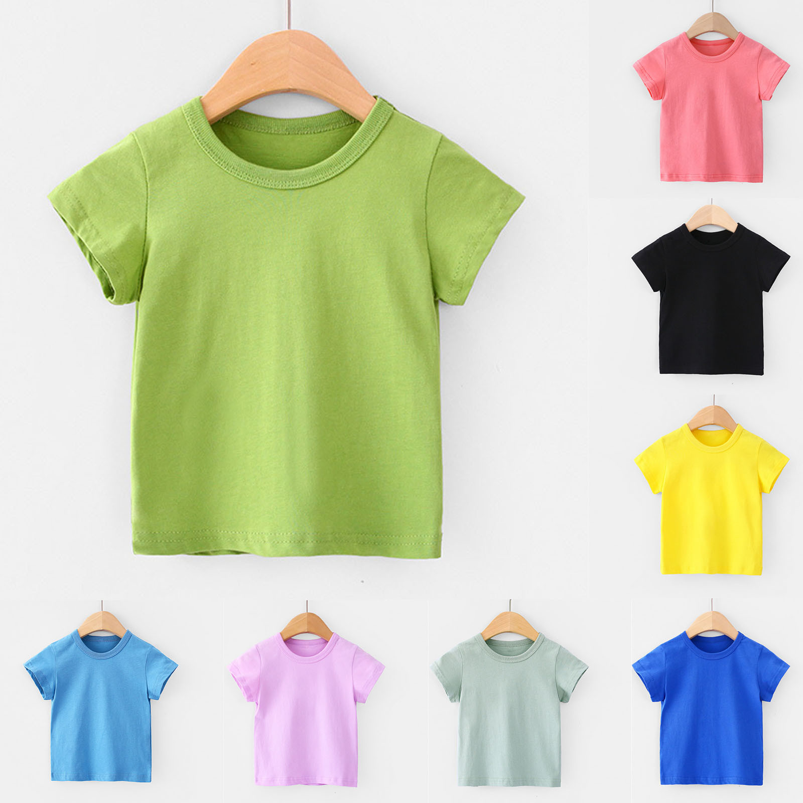 Utoimkio Toddler Baby Boys Crewneck Cotton Short Sleeve T-Shirt Baby Summer Solid Tees Shirts